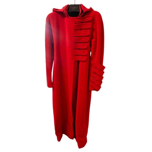 Rare 90s Vintage RED Stephen Sprouse wool Coat Sz 6 Fits A Sz 4 - Picture 10 of 13